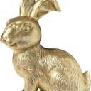 Gold Bunny Figurine, Easter Decor, 6.75" Statue, Modern Vintage Rabbit Ornament