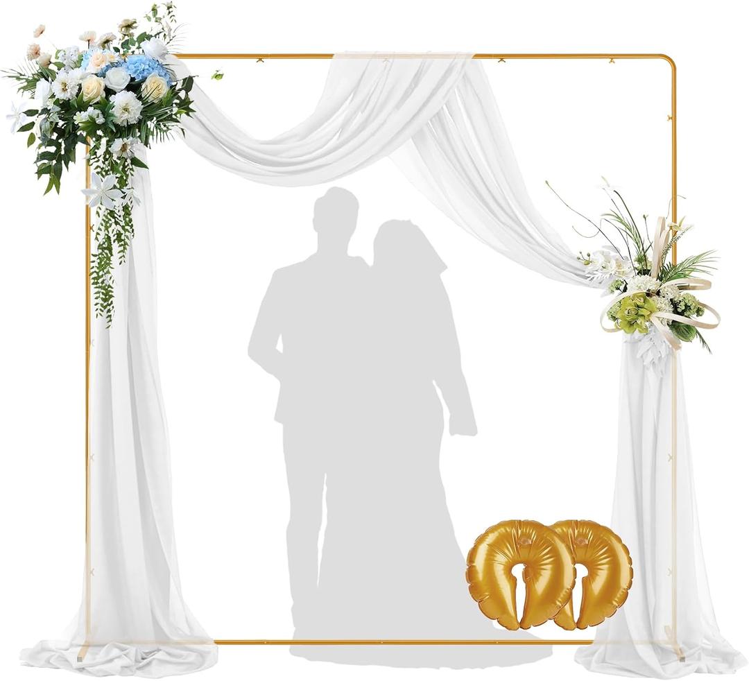 GOJAWAY Square Backdrop Stand Metal Gold Wedding Arch Stand 7.2ft Rectangle Backdrop Frame for Birthday Party Baby Shower Graduation Ceremony Decoration
