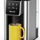 Horavie Single Serve Coffee Maker for K-Cup Pod and Grounds, Hot and Iced Coffee Maker, Strong Button Feature, 6 to 14oz Brew Sizes, 50oz Removable Tank, Up to 6.5 Inch Cup, Stainless Steel, Black