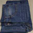 THUNDER STAR Womens High Waisted Wide Leg Jeans Stretchy Distressed Denim Pants Blue XL