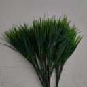 12 Bundles Artificial Grasses Outdoor UV Resistant Fake Grass No Fade Faux Plastic Plants Garden Window Box Decorating(Green Grass)