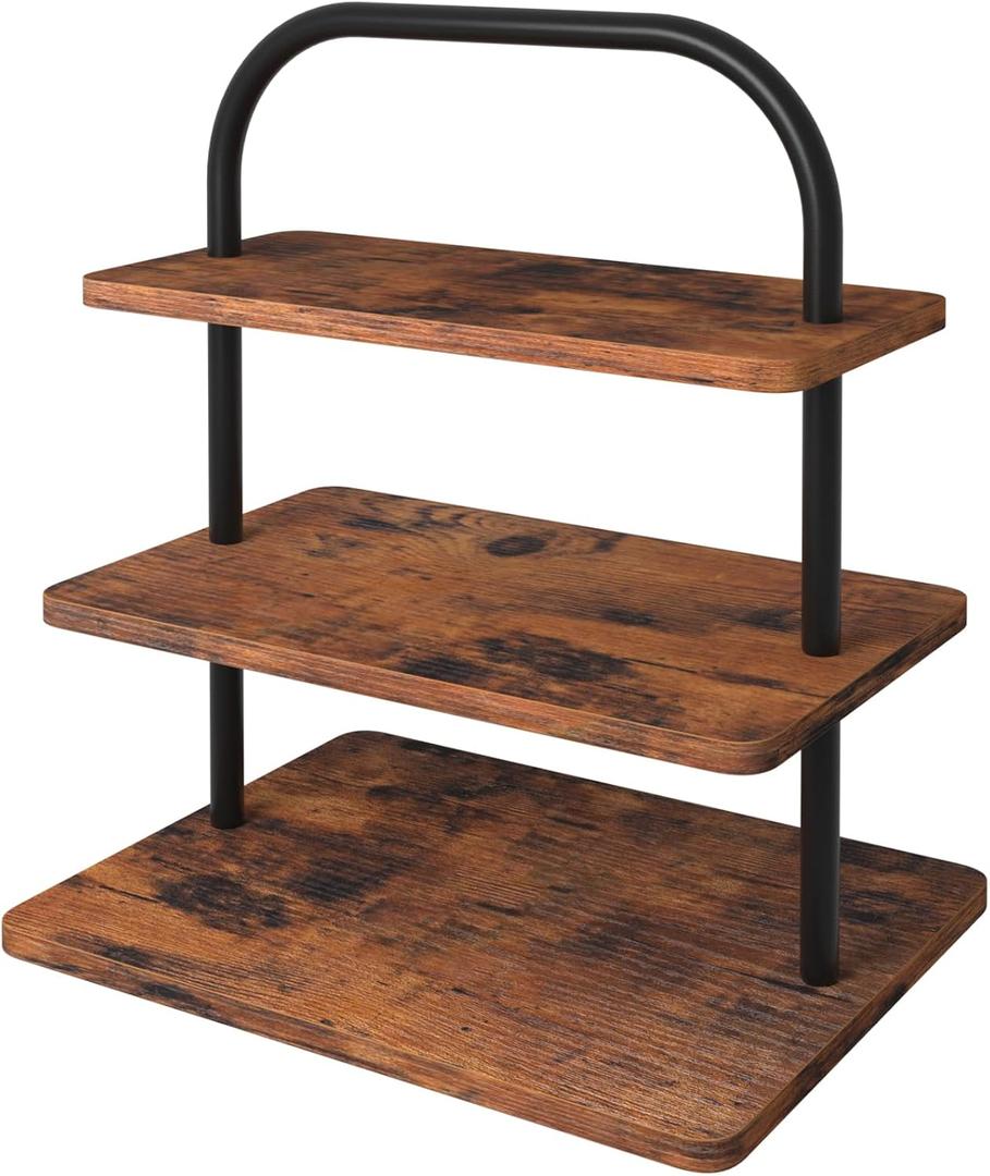 3 Tier Cupcake Stand for 50 Cupcakes, Wood Cupcake Tower Dessert Display Stand, Rustic Tiered Tray Stand, Reusable Cupcake Stand for Wedding, Birthday, Graduation (Brown)
