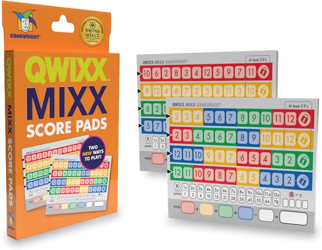 Gamewright Qwixx Mixx - Genuine Enhanced Game Play Add-On Replacement Scorecards for Qwixx - A Fast Family Dice Game, 8 + years