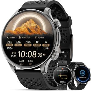 GPS Smart Watches for Men (Answer/Make Call), 1.60" AMOLED Display Smartwatch, 170+ Sports Modes Fitness Tracker Watch with Compass Pedometer, 5ATM Waterproof Mens Smart Watch for Android iPhone (Black)