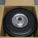 RRQ 10 Inch Solid Polyurethane Tire 4.10/3.50-4 Tire, 10" Flat Free Wheels with 5/8" Bearings, 2.2" Offset Hub for Garden Cart, Hand Truck, Lawn Cart, Mower (2 Pack)