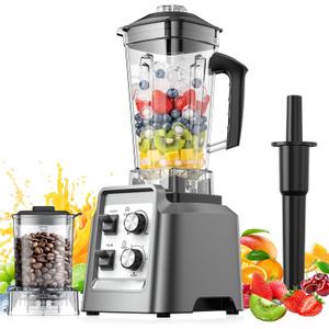Blender, 68Oz. Countertop Blenders with 20Oz. Grinder, 28000 RPM Kitchen Blender for Smoothies, Ice Crushing, Frozen Fruits, Self-Cleaning, Speed Adjustable (Silver)