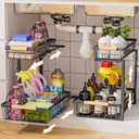 Under Sink Organizer and Storage, 2 Pack Slide Out Under Cabinet Storage Pull Out Sink Shelf Cabinet Storage Shelves, Undersink Organizers for Kitchen Bathroom Cabinet
