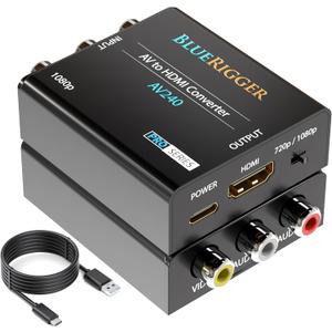 BlueRigger RCA to HDMI Converter (1080p, Unidirectional A/V Composite to HDMI Adapter, CVBS Audio Video Converter, PAL/NTSC AV to HDMI) - Compatible with PS2, PS3, Xbox, DVD Player, VCR, VHS, Blu-Ray