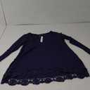QIXING Women Tops Lace Trim O Neck A Line Tunic Blouse S