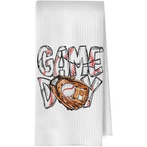 Game Day Baseball Kitchen Towels, Sport Lover Gifts Waffle Decorative Dish Towels, Baseball Mom Players Gifts Hand Towel, Tea Towel, 16x24 Inch