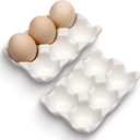 6 Cups Egg Tray Serveware, Eggs Dispenser, Egg Holder Set Kitchen Restaurant Fridge Storage Decorative Accessory (White,2 pack)