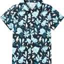 YALLET Boys Hawaiian Shirt Cool Summer Hawaii Shirts Casual Short Sleeve Button Down Aloha Beach Tee Tops 7-8Years