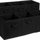 Amazon Basics Collapsible Fabric Storage Cube Bins Organizer with Handles, Organization Containers, Multifunctional, 13" x 13" x 13", Black, 6-Pack