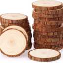 Fuyit Unfinished Wood Slices with No Hole, 25 Pcs 3.1-3.5 Inches Natural Wooden Circles with Bark for DIY Crafts, Christmas Ornament, Decoration