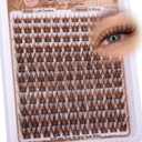Brown Lash Clusters Wispy Lashes Clusters Natural Cluster Eyelash Extensions Dark Brown Eyelash Cluster C-Curly Individual Lashes Extension DIY Eyelash Extensions 8-16MM 132PCS by zenotti