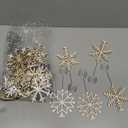 Funnymoom 20 Pcs Christmas Wood Place Card Holders Stand Display and 20 Kraft Place Cards Santa Snowman Elk Number Name Photo Picture Clip Holder for Xmas Party Table Decoration(Snowflake)