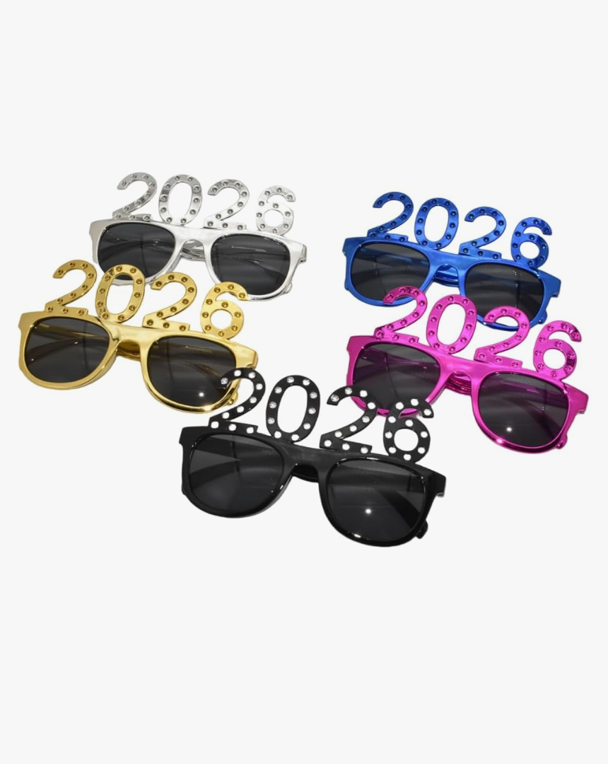 5PCS 2026 Plastic Eyeglasses Happy New Year's Eve Glasses Graduation 2026 Party Photo Props Supplies