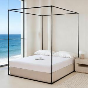 Beyeutao Queen Size Bed Canopy Frame Metal Four Corners Post Bed Canopy Frame Black Mosquito Net Canopy Frame 4 Poster Bed Bracket Fit for Play Tent Outdoor or Indoor, 59"W x 59"L