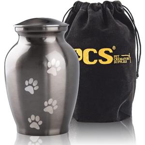 PCS Memorial Pet Cremation Urns for Dogs and Cats Ashes, Paws Engraved Pet Urn,Dog Keepsake Urns for Ashes-Small (S(0-45lbs), Silver,vertical Paw)