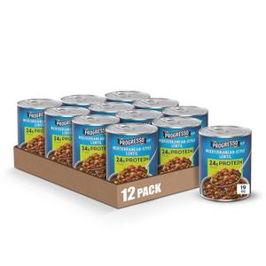Progresso Mediterranean-Style Lentil Protein Soup, Vegetarian, 19 oz. (Pack of 12) (BB: August 02, 2027)