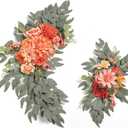 Burnt Orange Artificial Wedding Arch Flowers Swag Set of 2 for DIY Wedding Welcome Ceremony Sign Backdrop Sweetheart Table Chair Home Decoration