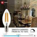 helloify BA11 Dimmable Vintage LED Edison Candelabra Bulb, 60W Equivalent, High Brightness, 2700K Warm White Light, Clear Glass, Candles/Chandelier Style, E12 Screw Base, 12PCS