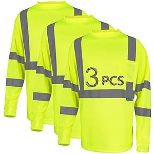 LX Reflective Safety Shirt Long Sleeve High Visibility Reflective Breathable T Shirt for Work Warehouse Construction Class 3 Medium