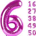 2 x 40 Inch Rose Purple Large Balloon Number 6 Balloon,Jumbo Mylar Foil Helium Balloon for 6 16 26 36 45 56 Birthday Digital Balloons for Birthday Party,Wedding Anniversary Party Decorations