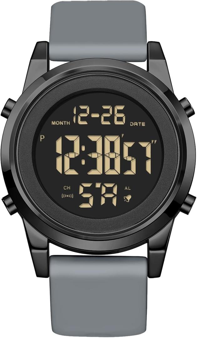 Military Digital Sport Watch for Men, Waterproof, Tactical Diving Watch (B-Gray)