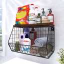 MSJGA Laundry Room Shelves Wall Mounted with Storage Basket - Stackable Wire Wall Shelves Organizer for Towels, Detergent, Tissues | Space-Saving Over Washer & Dryer, Small Spaces(11.8"Wx7.9"Dx8.5"H)