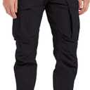 Plaid&Plain Men's Cargo Pants Slim Fit with Articulated Knees (30W x 32L, Black)