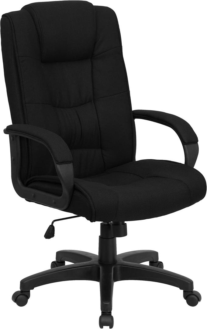 Flash Furniture Jessica High Back Black Fabric Executive Swivel Office Chair with Arms