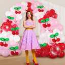 133 Pcs Cherry Themed Party Decorations Cherry Theme Balloon Arch Garland Kit for Women Bachelorette Wedding Birthday Coquette Baby Shower Summer Party Supplies