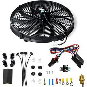 BLACKHORSE-RACING 16" 16 inch Electric Radiator Fan High 3000 + CFM Thermostat Wiring Switch Relay Kit Black