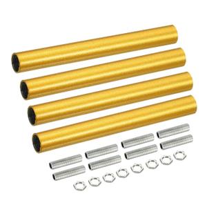 MECCANIXITY Threaded Extension Rod, 3.94" Lamp Pipe with Connector Light Fixture for Pendant Light Island Lighting Chandeliers Stems, Gold Tone 4 Set
