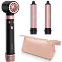 3 in 1 Air Styler with High-Speed Hair Dryer Brush & Air Curler for Curling, Negative Ions Frizz-Free Styling Drying, No Heat Damage, Fit for All Hair Types Hot Hair Styler with Travel Case (Black)