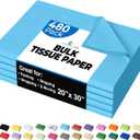 Party Solids Light Blue Tissue Paper for Gift Bags - 20" X 30" Bulk Tissue Paper Light Blue 480 Sheets - 10lb Newsprint for Packing, Birthday Gift Box Filler, Packing Supplies for Moving Supplies