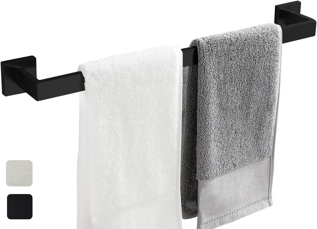 24 Inch Towel Bar for Bathrooms 12/16/20/24/28/32/36 Inch Stainless Steel 304 Matte Black Towel Holder Modern Square Towel Rod Rustproof Wall Mount (1, Matte Black, 24 Inch)