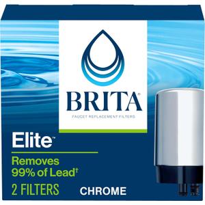 Brita Faucet Water Filter for Sink Water Filtration System, BPA-Free, Reduces 99% of Lead, Replaces 750 Plastic Water Bottles, Lasts Four Months or 100 Gallons, Includes 2 Filters, Chrome