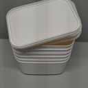 6 Pack White Storage Bins with Lids Stackable Storage Container for Organizing, Small Storage Boxes with Handle for Shelves, Cute Organizer Bins for Craft, Snacks, 9.85x6.9x5.7 inch