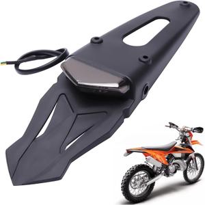 Rear Fender Mount Red LED Tail Light Brake Lamp Turn Signals License Plate Light for Custom Off-Road Motorcycle Dirt Bike (Smoke#1)