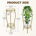 Kavlium Plant Stand Indoor OutdoorTall Gold Metal Rustproof Stable Plant Stands2 Tier 27.1 inch Multiple Plant Rack Holder Rack Flower Pot Stand Heavy Duty Plant Shelf (Gold)