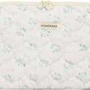 Fairycore Laptop Case for Women Floral Carrying Tablet Bag Cover Puffy Quilted Computer Liner Bag 11-15.6 Inch (13-14 Inch,White)