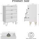 Masupu 4 Drawer Dresser, Drawer Chest, Tall Storage Chest Cabinet Organizer Unit with Metal Legs, Small Dresser for Bedroom, Living Room, Closet, Hallway White Stripe, 13.4"D x 23.6"W x 35.8"H