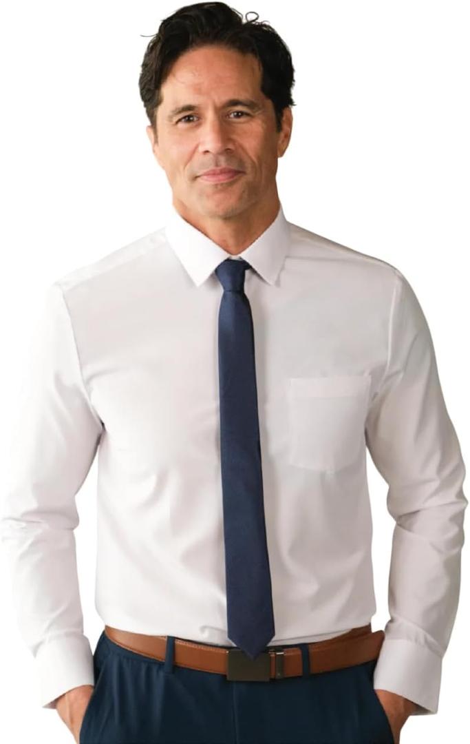 &COLLAR Slim Fit/Athletic Fit Long Sleeve Performance Men's Dress Shirt (White, XXL)