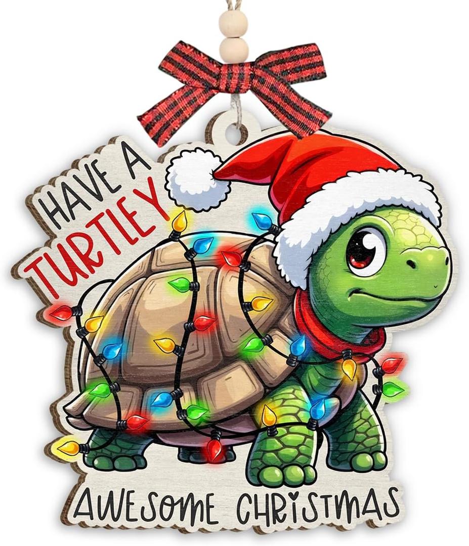 4 x Turtle Christmas Ornaments 2025, Unique Turtley Xmas Gifts for Neighbors, Friends, Family, Turtle Gifts for Women Men, Adorable Christmas Ornaments for Tree Decorations