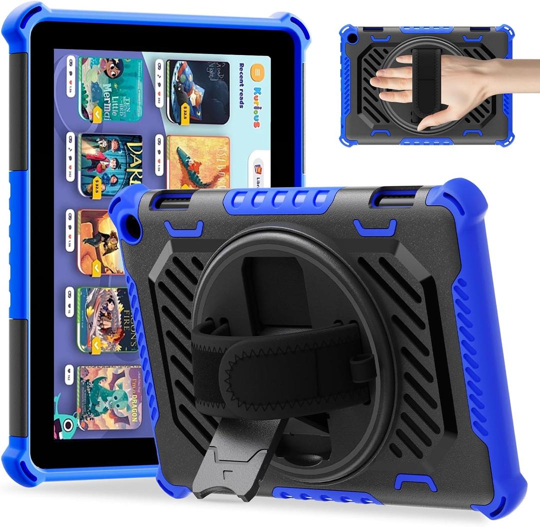 for Flre HD 8 & 8 Plus Case 12th/10th Generation (2024/2022/2020 Release) with 360 Kickstand Hand Strap for Kids