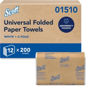Scott Professional Essential C-Fold Folded Paper Towels, Bulk (01510), Fast-Drying Absorbency Pockets, 13.15"x10.125" Towel, White (200 Sheets/Pack, 12 Packs/Case, 2,400 Sheet Total), 200 Count