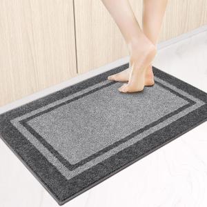 anllugs Kitchen Rugs 24" x 36", Non-Slip Machine Washable Kitchen Runner Rugs Floor Mats, Absorbent Comfort Standing Mats for Kitchen, Sink, Laundry and Hallway, Light Grey & Dark Grey