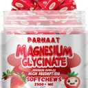 Magnesium Glycinate Soft Chews, Strawberry Flavor.Chewable Sugar Free Potassium Magnesium Chews with Magnesium Glycinate, Vitamin D, B6, and CoQ10 for Calm Support & Sleep for Adults, 60 Days Supply